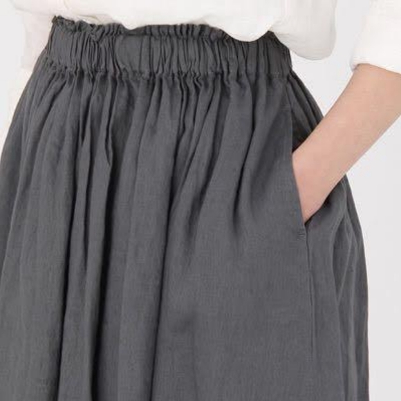Muji Linen Skirt Grey Size Medium - Picture 3 of 10